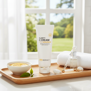 ครีมบำรุงผิวหน้า MERIKIT CLARITY C CREAM 210 มล. ผลิตภัณฑ์บำรุงผิวเพื่อความกระจ่างใส ช่วยให้ผิวขาวขึ้น ชุ่มชื้น เหมาะสำหรับผู้หญิงที่มีผิวผสม - Product Image 3