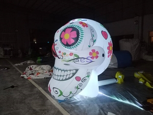 ハロウィンインフレータブルスカルスケルトンヘッドデコレーションLED照明インフレータブルシュガースカルフェスティバルイベント用 - Product Image 3
