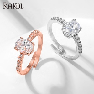 <span class=keywords><strong>Bague</strong></span> de mariage réglable RAKOL RP2157 de luxe plaquée or avec moissanite grande ovale pour femme, idéale pour les fêtes et mariages, en stock - Product Image 6