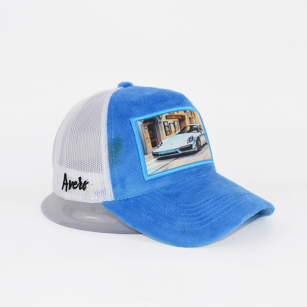 Casquette de camionneur en velours avec logo brodé 3D personnalisé Vente en gros Casquette en velours à mailles sérigraphiées de haute qualité Baseb en velours personnalisé