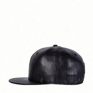 Hip Hop Hat Men's Street Versatile Black Leather <b>Flat</b> Brim Hat Fashionable <b>Cap</b> - Product Image 5