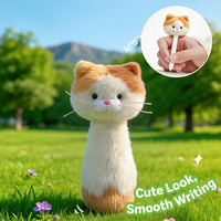 Stylo gel en peluche mignon, stylo en polaire doux avec porte-clés, pendentif animal, cadeau pour étudiant, accessoire de bureau