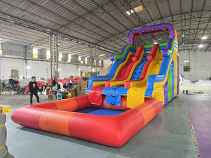 Tobogán Acuático Inflable Comercial Personalizado con Trampolín y <span class=keywords><strong>Piscina</strong></span> para Fiestas, PVC 7x3.3m, Personalizable - Product Image 4