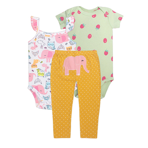 Prezzo di fabbrica 100% cotone 3 pcs Neonato colorata estate Tute pantaloni vestiti del bambino del pagliaccetto - Product Image 6
