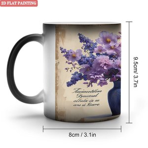 Frosted Black 11oz <b>Ceramic</b> Mug Heat Sensitive Sublimation Blank <b>Cup</b> For Custom Design - Product Image 1