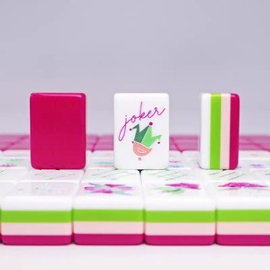 Custom Modern Luxury Rose Red 4-Layer <b>Acrylic</b> Engraved UV Printed American Mahjong Tiles 4/8 Players Durable Eco-Friendly - Product Image 1