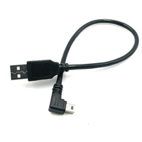 Câble coudé à 90 degrés USB 2.0 mâle vers Mini USB avec gaine en PVC 3A Tresse de charge rapide Blindage