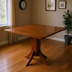 Tavolo da Pranzo Quadrato in Legno di Noce con Base a Piedistallo, Design Moderno per 4 Persone, Arredamento per la Casa - Product Image 2