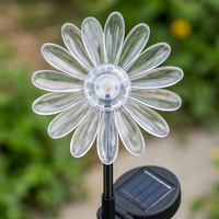 Lampe solaire de jardin en forme de tournesol OEM/ODM avec LED à changement de couleur et pétales en acrylique pour la décoration de chemins et de pelouses extérieurs