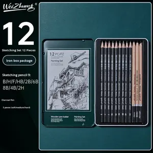 Juego de Lápices de <span class=keywords><strong>Dibujo</strong></span> para Principiantes, Lápices de Carbón Suaves y Duros, Juego Completo de Lápices Artísticos para <span class=keywords><strong>Dibujo</strong></span>, Estuche de Lápices - Product Image 6