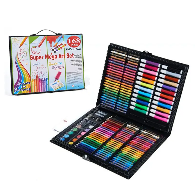 168pcs drawing colored pencil pastel watercolor pens art set painting kit for kids