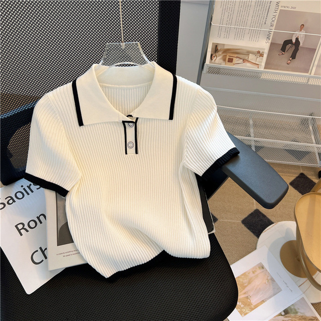 ANSZKTN 2025 Summer New Fashionable Loose-Fit Ice Silk Short Sleeve Blouse Women's Casual Little Top