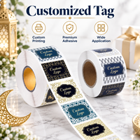 Autocollants personnalisés en papier/plastique rectangulaires adhésifs pour l'Aïd Moubarak, étiquettes d'emballage, étiquettes pour cadeaux de fête musulmane du Ramadan