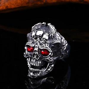 Exaggerated and Bold Skull <strong>Ring</strong>, <strong>Adjustable</strong> Men's Open-ended Titanium Silver <strong>Ring</strong>, Trendy and Stylish Men's <strong>Ring</strong> Gift - Product Image 2