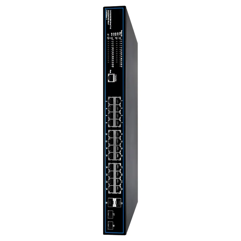 L2/L3 konsol port dikelola saklar jaringan Gigabit 28 Port Poe Gigabit Ethernet 4 10G Sfp Uplink port Industrial Switch