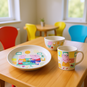 Peppa Pig 3-Piece Dinnerware Set Plate Bowl Mug <b>Kids</b> <b>Dining</b> Set - Product Image 3