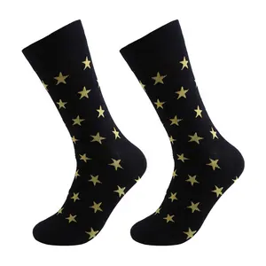 Men's High-Top Custom Cotton Dress Socks Colorful Happy Funny Design Quick Dry Anti-Bacterial Crew Winter OEM Service Available