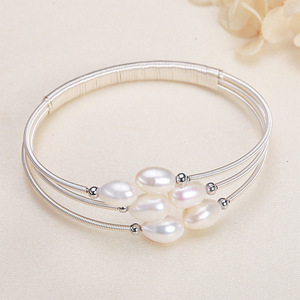 Pulsera de Perlas de Agua Dulce Auténticas Hechas a Mano en el Lago Zhuji Shanxia para Mujer, Pulsera Enrollada con Forma de Arroz, Joyería con Dije de Moda - Product Image 2