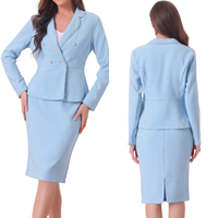 Ensemble de costume de bureau pour femmes à manches longues sur mesure, 2 pièces, tenue, veste blazer à bordure en tweed et ensembles de jupe crayon pour affaires