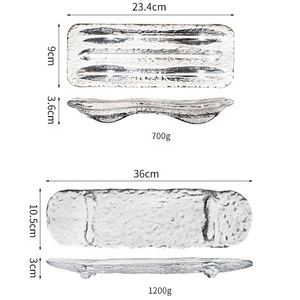 Plato de <span class=keywords><strong>Sushi</strong></span> Rectangular de Cristal Mate Esmerilado, Soplado a Mano, con Borde Irregular, Logotipo Personalizado, Venta al Por Mayor de Fábrica - Product Image 6