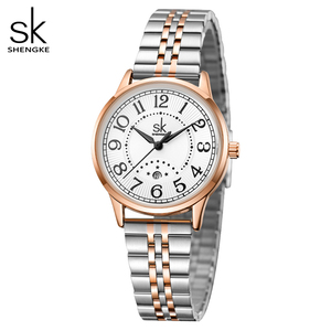 Shengke Estilos de moda Relojes de cuarzo para mujer Marca superior Señoras Correa de reloj de acero inoxidable Mujer Mejores regalos Reloj - Product Image 2