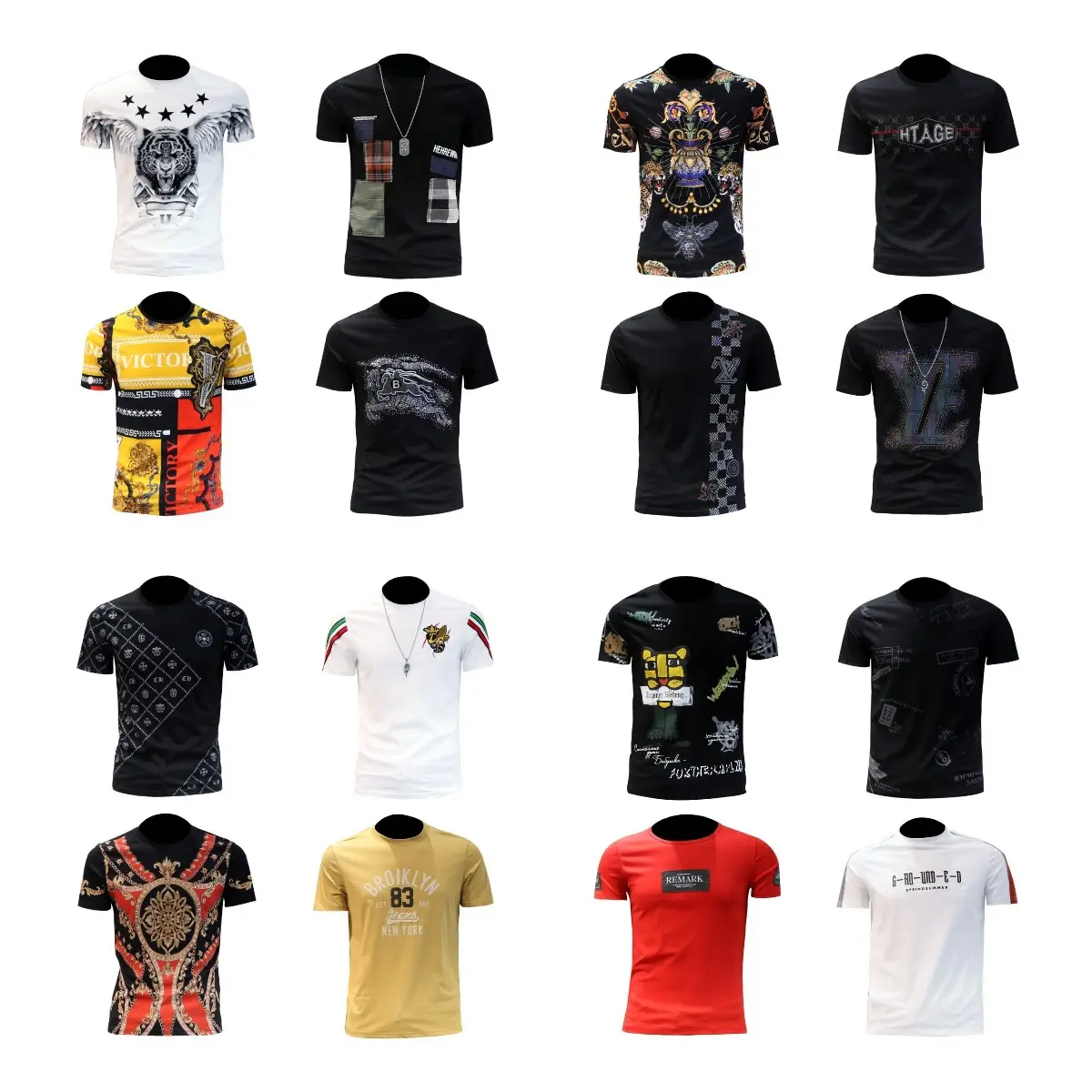 Stretch Round Neck Men's Comfortable Fashion Printed Short Sleeve Top Men's T-Shirt