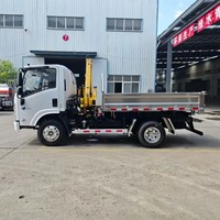 Petit camion grue à flèche articulée ISUZU de 3 tonnes et 5 tonnes, camion 4x4 avec grue pliante montée sur le véhicule et caisse de chargement en aluminium
