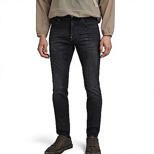 Jeans en denim skinny pour hommes, taille haute, coupe ajustée, noir uni, style Y2K décontracté, grandes tailles, personnalisable avec logo, vente en gros - Product Image 2