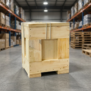 Caisse en bois massif pliable durable la plus vendue, logo personnalisable, faible MOQ, empilable, perforée, pour la protection des marchandises - Product Image 1