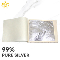 11x11cm 100 feuilles/livret papier comestible 100% feuille d'argent pur pour la nourriture, le vin, le gâteau, la décoration du café