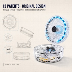 Ventilateur de table portable mini USB rechargeable, sans pales, à commande mécanique, batterie 20000mAh, 5 vitesses, pour usage hôtelier - Product Image 2