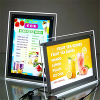 Boîte à lumière LED ultra-mince simple face en cristal, cadre en alliage d'aluminium A4, 2000 lumens, haute luminosité, publicité de bureau à insertion rapide