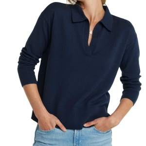 <span class=keywords><strong>Pull</strong></span> en cachemire tricoté à col polo, design personnalisé, pour femme - Product Image 1