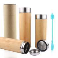 Bouteilles d'eau en acier inoxydable écologiques avec coque en bambou naturel 350 ml 450 ml 500 ml