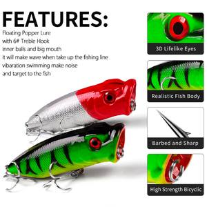 <span class=keywords><strong>AliEXPRESS</strong></span> Vente Flash 11g 7.3cm Leurre flottant ABS Popper Walker Wobbler pour la pêche au brochet et au black-bass, Leurre dur - Product Image 4