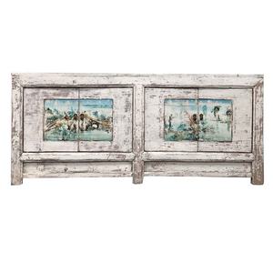 غرفة المعيشة العتيقة رث أثاث أنيق الصينية قانسو رسمت خشب متين مجلس الوزراء - Product Image 1