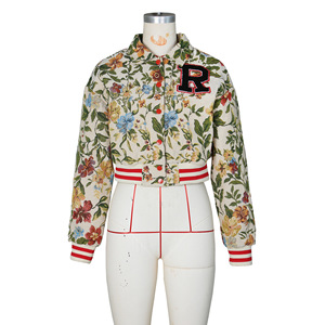 Chaqueta Bomber Corta de Manga Larga con Bloques de Color Floral, Nueva y Exclusiva <span class=keywords><strong>para</strong></span> Otoño, Invierno y Primavera, Abrigos <span class=keywords><strong>para</strong></span> Mujer - Product Image 4