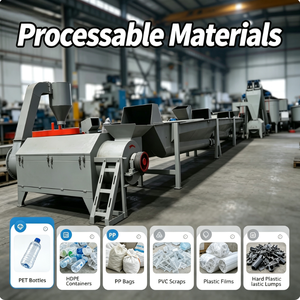 Ligne de production entièrement automatique pour le recyclage des déchets plastiques : broyage, lavage, nettoyage et séchage des films PP/PE et des flocons de bouteilles - Product Image 2