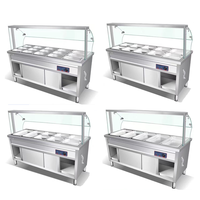 Table chauffante et isolante pour aliments Lyroe, autonome, commerciale, avec couvercle en verre pour l'isolation des cantines