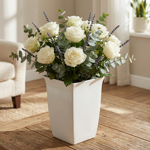 High Quality Square Tapered <b>Plastic</b> <b>Planter</b> PP Flower Pot Modern White Decorative Plant Container for Home Office Garden - Product Image 4