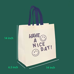Sac de courses non tissé portable à motif Smiley, personnalisé, imprimé, pas cher, très vendu - Product Image 2