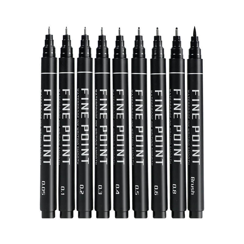 LISI 8 Pack Black Ink Calligraphy Pens Markers Hand Lettering Brush for Beginners Journaling Art Drawing Set Packaging