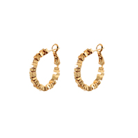 Boucles d'oreilles créoles Huggie mini cube carré en laiton plaqué or véritable pour femme, style minimaliste