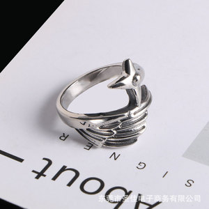 Angel Wings <b>Ring</b> Men's <b>Titanium</b> Steel Index Finger Feather <b>Ring</b> SA424 Gift Jewelry - Product Image 2