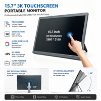 Moniteur portable tactile IPS 3K de 15,7 pouces 2880*1620, compatibilité étendue pour Switch, Xbox, PS4, ordinateur portable, ordinateur de bureau, téléphone portable, téléviseur