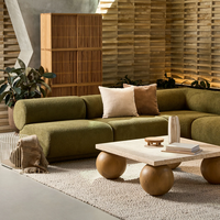 Tables d'appoint en bois massif à base de boule moderne nordique Table basse carrée en travertin pour salon de luxe