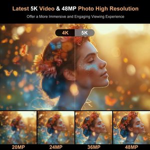Cámara de Video Portátil con Zoom Óptico <span class=keywords><strong>5X</strong></span>, Pantalla IPS de 2.8 Pulgadas, 64MP, 5K, Estabilización Óptica, Mini Cámara Digital para Fotografía - Product Image 4