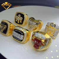Bagues de championnat vintage F H personnalisables bleues – Bague commémorative tendance en cuivre plaqué or avec diamant de laboratoire certifié