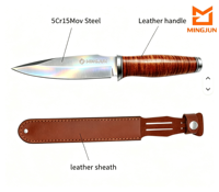 DIY Handgeschmiedetes OEM Camping Bowie-Messer mit Kohlenstoffstahl-Drop-Point-Klinge und Lederscheide