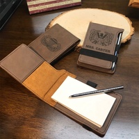Carnet de notes Portable mince pour le bureau et les affaires, Mini carnet de poche en cuir PU gravé au Laser, bloc-notes personnalisé rechargeable avec porte-stylo